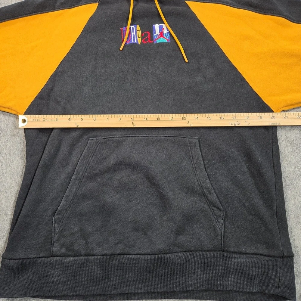 Jordan Hoodie Sweatshirt Mens Medium Black Yellow Air Jumpman Fleece BV5454-010
